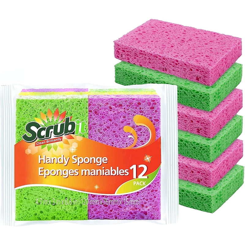 Cleaning Scrub sponge by Scrub-it -Assorted Colors - Non-Scratch -12 pack