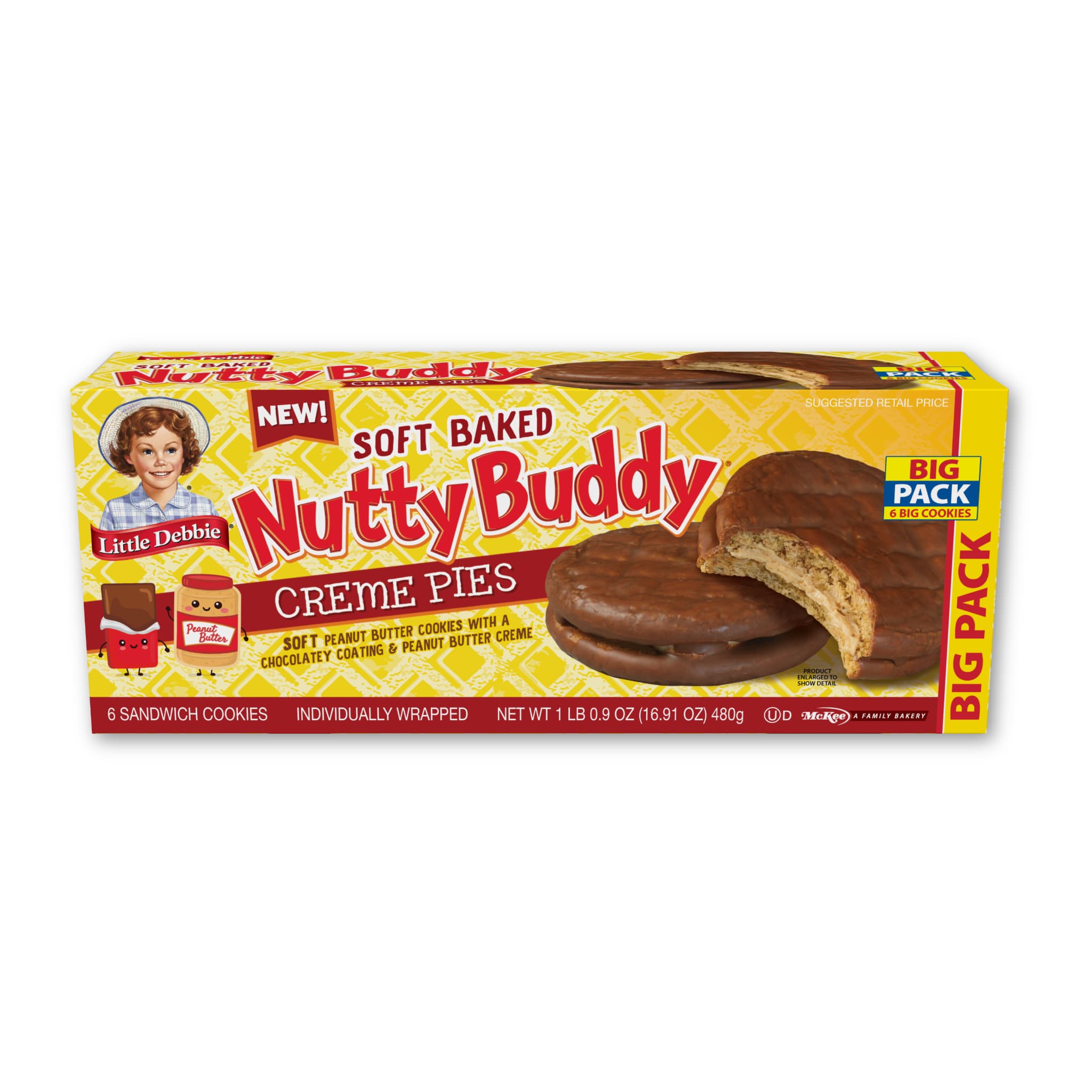 Big Pack Nutty Buddy Creme Pies (1 carton, 6 cookies)