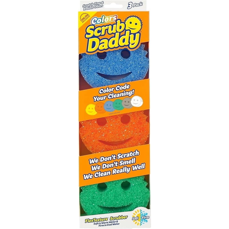 Two Pack Scrub Daddy Pack 6 Count Colors Flexible Non Scratch 3X2 Sponges